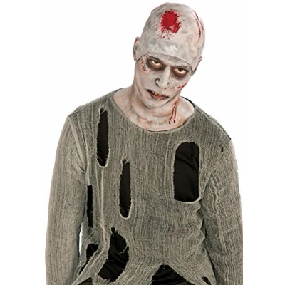 Image of Bristol Novelty 72516 Zombie Bald Cap White and Red Pack of 1, One Size
