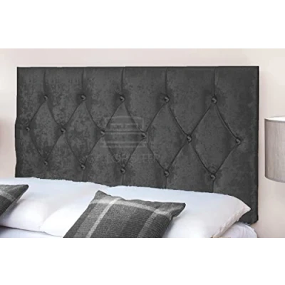 Image of Gallop Sleep Diamond Cut Crush Velvet Headboard for Divan Bed Bedroom Furniture (king Size 5 FEET, Height 20 INCHES, Black)