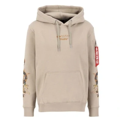 Image of Alpha Industries Men&#039;s Dragon EMB Hoody Hooded Sweat Sweatshirt, Vintage Sand, L