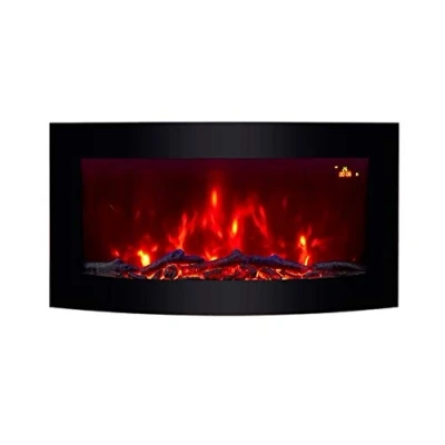 Image of 2024 TruFlame Wall Mounted Arched Glass Electric Fire with Log Effect and 7 colour side LEDs (89.2cm wide)