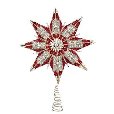 Image of Kurt Adler 16.5 Inch 8 Point Ruby and Platinum Star Treetop