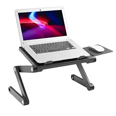 Image of ProperAV Laptop Stand for Bed Sofa Desk with Adjustable Extendable Legs &amp; Mouse Pad