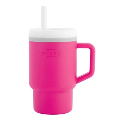 Image of INFANTINO My 1st Tumbler Adorable Miniature with Leak Resistant Straw and Toddler Friendly Handle, Encourages Hydration, Easy to Clean, 9 fl. oz, Bubble Gum