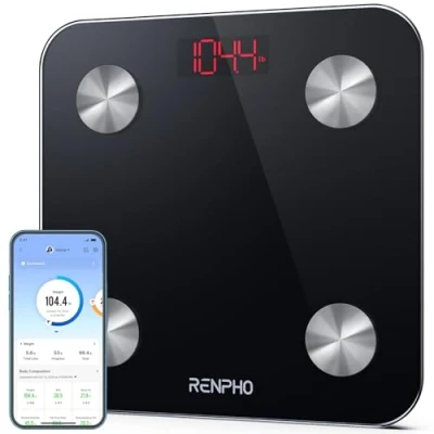 Image of RENPHO Weighing Scales for Body Weight, Smart Bathroom with App, Bluetooth Fat Fat, BMI, Muscle Mass Track, Weight Loss, Batteries Included, Elis 1 260CM
