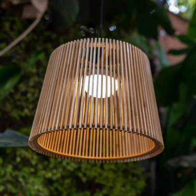 Image of newgarden Okinawa Portable Outdoor Lamp and Pendant with 900 Lumen Warm LED Light 3000K. Made of Natural Fibers Rechargeable Battery Without Installation