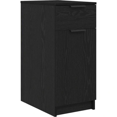 Image of vidaXL black oak office storage cabinet engineered wood with shelves/drawer stylish compact design for workspace