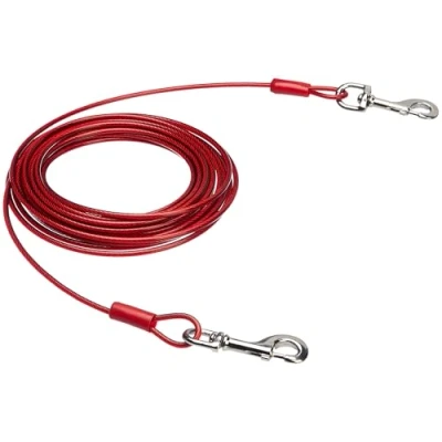 Image of Amazon Basics Dog Tie Out Cable, up to 125 lbs, 230 feet, Red