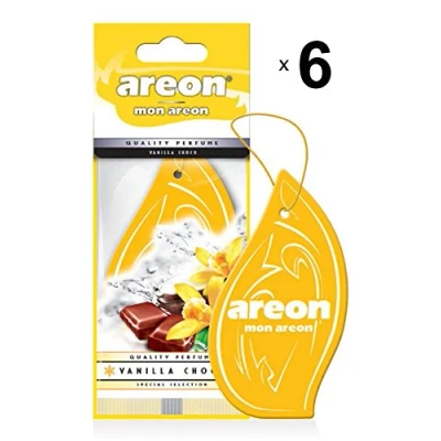 Image of AREON Mon Car Air Freshener Vanilla Chocolate Sweet Hanging Yellow Set Multi Pack of 6