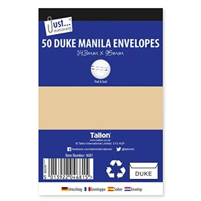 Image of Tallon Just Stationery Peel &amp; Seal Duke Manila Envelopes (Pack of 50), 4681