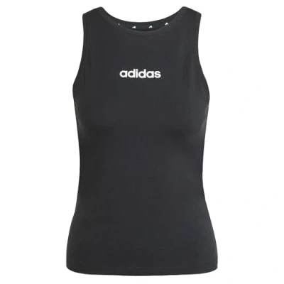 Image of adidas Women&#039;s Essentials Linear Slim Cotton Tank, Black/White, S