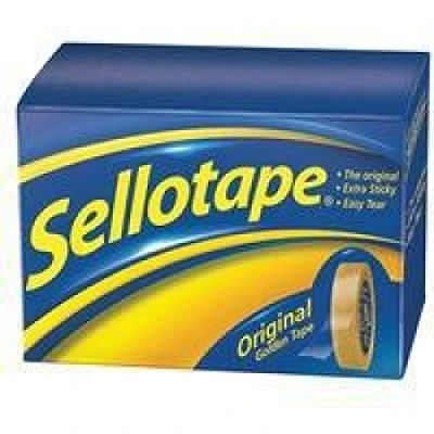 Image of Sellotape Original Golden Tape Roll Non static Easy tear Large 18mmx66m Ref 1443252 [Pack of 16]