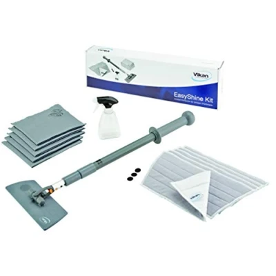 Image of Vikan 549101 EasyShine Window Cleaning Kit, Flexible Mop Frame, 575 1390mm Telescopic Handle, Grey