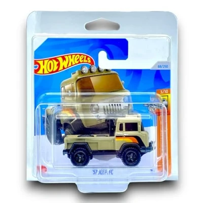 Image of Hot Wheels &#039;57 Jeep FC (Light Brown &amp; Black) 3/10 HW Trucks 2024 68/250 (Short Card) COMES IN A KLAS CAR KEEPER SHORT CARD PROTECTOR CASE HTC30
