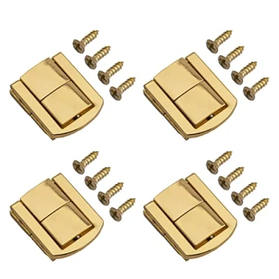 Image of MroMax Toggle Catch Lock, 30mm Retro Decorative Golden Hasp with Screws for Suitcase Chest Trunk Latch Clasp, Pack of 4