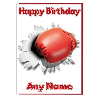 Image of AK Giftshop Boxing Punch Personalised Birthday Card ADD A NAME AND AGE
