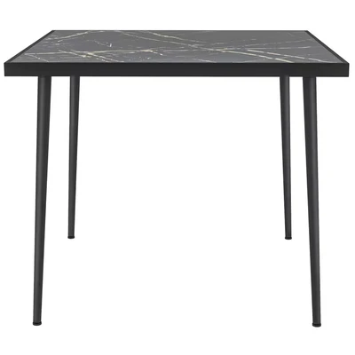 Image of Outsunny Outdoor Dining Table for 4, Square Garden with Marble Effect Tempered Glass Top and Steel Frame Balcony, Patio, 90cm x 90cm, Black