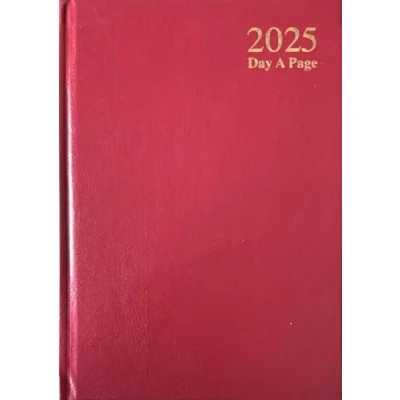 Image of 2025 A5 Hardback Day A Page Diary Saturday &amp; Sunday Shared (Red)