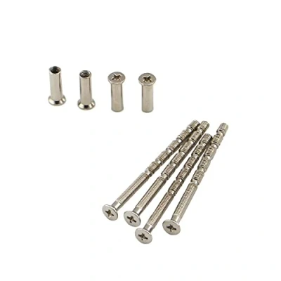 Image of 4 Piece Universal M4 Screw Connecting Bolts &amp; Sleeves for Door Handle Roses and ESCUTCHEONS Nickel Color