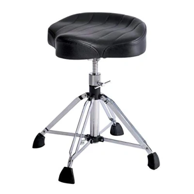 Image of Gibraltar Drum Stool, Stool 9000 Series Moto Throne Pro Saddle 4 Leg, 9908 (Diameter: 43cm, Vinyl Seat, Super Lock, Double Strut Base, &#039;Super Foot&#039; Rubber Feet)