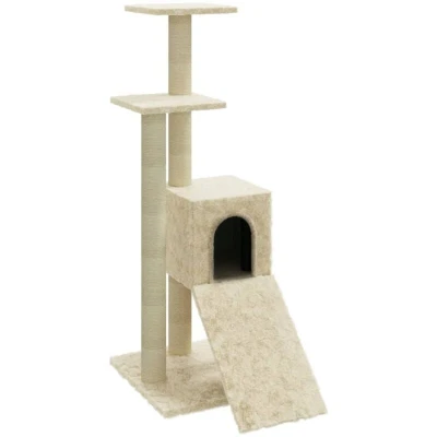 Image of vidaXL Cat Tree with Sisal Scratching Posts Cream 92 cm