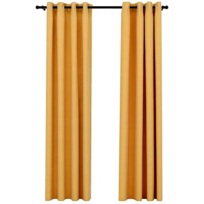 Image of vidaXL Linen Look Blackout Curtains with Grommets 2pcs Yellow 140x225cm