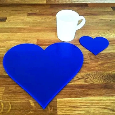 Image of Super Cool Creations Heart Placemat and Coaster Set, Blue 4 Placemats Standard