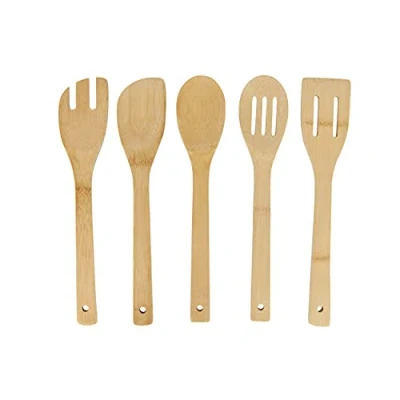 Image of Natural Elements Eco Bamboo Kitchen Utensil Set, Non Stick Safe, 5 Pieces