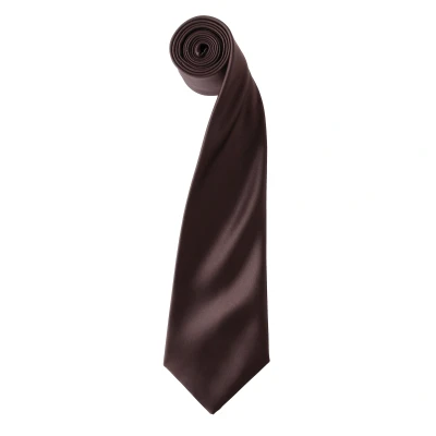 Image of Premier Mens Plain Satin Tie (Narrow Blade) (Brown) One Size