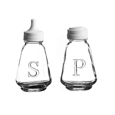 Image of Glass Salt and Pepper Shaker Pot Set of 2 Classic Clear Traditional Cruet Cafe Style Dispenser Bottles
