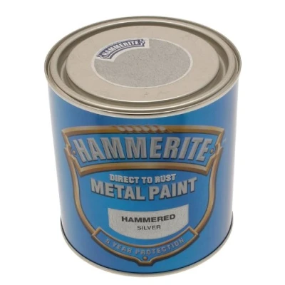 Image of Hammerite HAM6720303 1L Metal Paint Hammered Silver