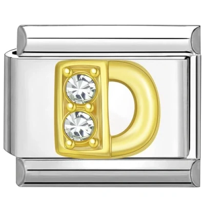 Image of Quiges 9mm Italian Style Charm Link Module Stainless Steel Alphabet Letter D for Bracelets