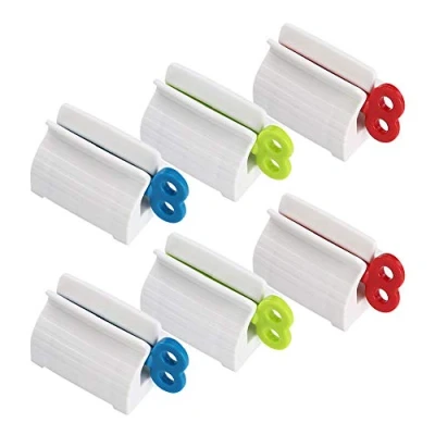 Image of Toothpaste Squeezer,6 Rolling Tube Dispenser for Seat Holder Creams Ointment and Pastes Multi Purpose Red Blue Green