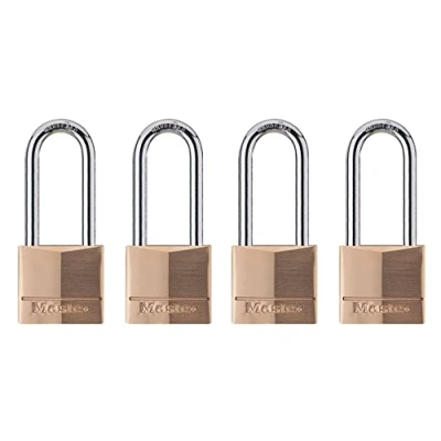 Image of Master Lock 140QLH Solid Lock, Brass, Silver, 4 Pack