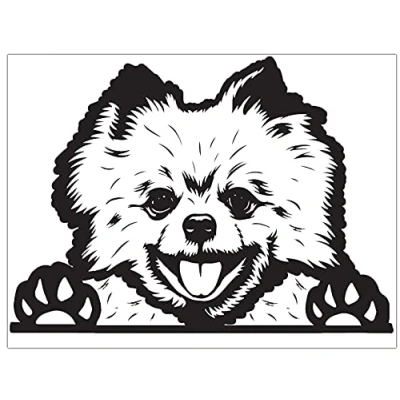 Image of Biomar Labs® 1 x Vinyl Self Adhesive Decal Dog Pet Puppy Pomeranian Sticker Car Bike Window Helmet Motorcycle Laptop iPad B 98