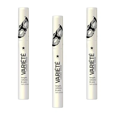 Image of Eveline Cosmetics Variété Eyelash Primer, 10 ml Hyaluronic Acid, D Panthenol, Soy Proteins &amp; Argan Oil Strengthening, Lengthening Volumizing Mascara Base