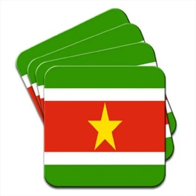 Image of Suriname Flag Set Of 4 Premium Wooden Coasters
