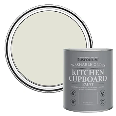 Image of Rust Oleum Beige Kitchen Cupboard Paint in Gloss Finish Portland Stone 750ml