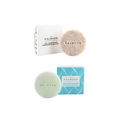 Image of Valquer Laboratorios Solid Face Pack, 3 in 1 Cleanser + Micellar Water Vegan, Plastic Free, Zero Waste, Cruelty 2 Units x 50