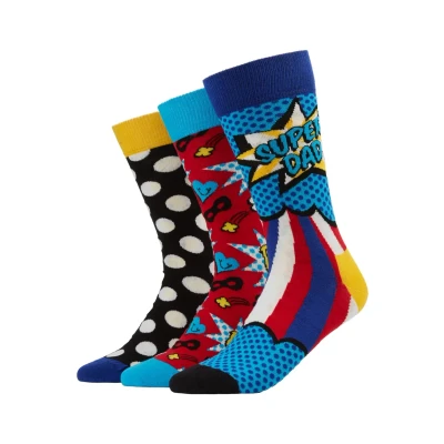 Image of Happy Socks FATHER&#039;S DAY GIFT BOX 3 PACK Socks, Size: 7.5 11.5, Multi