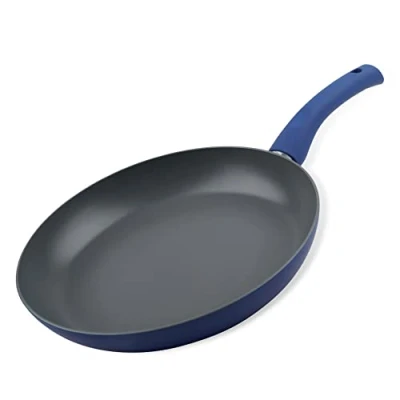 Image of Tasty Everyday Frying Pan, 1800 ml, Non Stick Saucepan with Handle, Frypan Coating, Saute for All Stoves, incl. Induction, Dishwasher Safe, Colour: Grey, Blue, 28cm