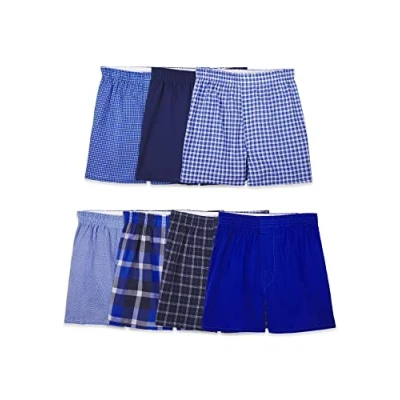 Image of Fruit of the Loom Boys&#039; Woven Boxer Shorts Underwear, Assorted, XL (Pack 7)