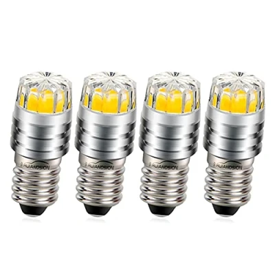 Image of Ruiandsion 4pcs E10 LED Bulb 3V COB 2W Upgrade Replacement for Flashlight Torch Bike Tail Lights,4300K Warm White