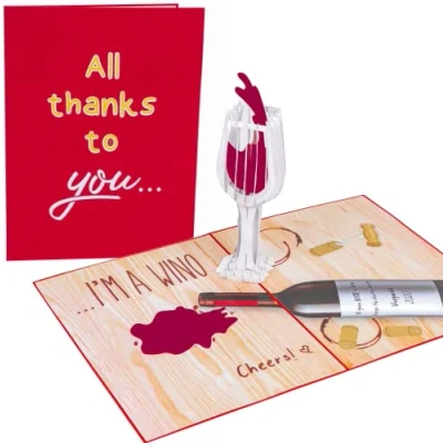 Image of PopLife Funny Wino 3D Pop Up Card for All Occasions Happy Birthday, Just Because, Mother’s Day, Father’s Retirement, Graduation, Get Well Soon, Congrats BFF, Mom, Friend, Dad