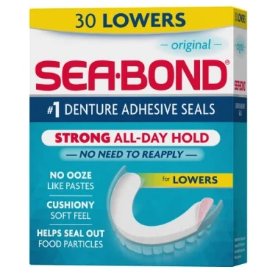 Image of Sea Bond Secure Denture Adhesive Seals, Original Lowers, 30 Count