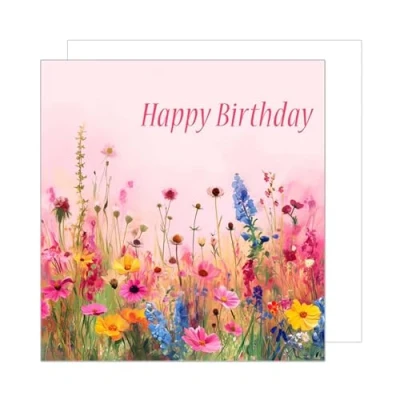 Image of Edition Seidel Premium Square Birthday Card with Envelope Greeting Happy For Her Female Mum Daughter Girl Grandma Aunt Friend Colleague Flowers (GQ203 SW024)