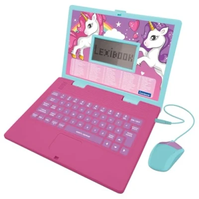 Image of Lexibook, Unicorn, Bilingual ENGLISH/ITALIAN educational computer, Toy for children with 124 language, writing, maths, logic, music activities and games, Pink, JC598UNIi5