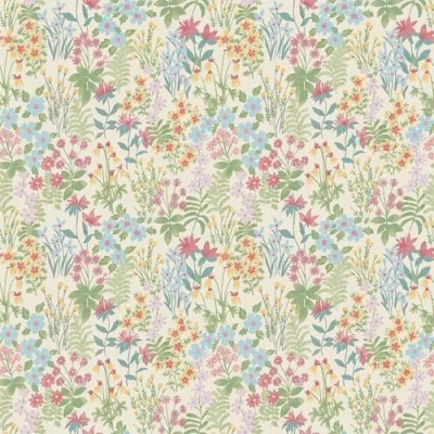 Image of Agnala Contemporary Hand Painted Fresh Vibrant Floral Themed Wallpaper Ideal fro Bedrooms, Nurseries, Lounges, Dining Rooms Multi/Pink GranDeco 205601