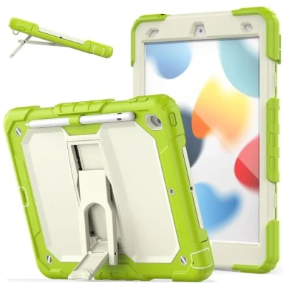 Image of ArmourSHIELD Case For Apple iPad 10.2&quot; 2021/2020/2019 [9th/8th/7th Generation] Full Body HEAVY DUTY Shockproof with Folding Stand, Screen Protector &amp; Pencil Holder, Kids Schools Work Case, Green