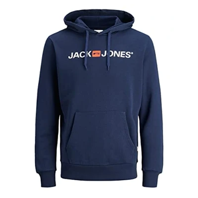 Image of JACK &amp; JONES Male logo hoodie, Blue (Insignia Blue/Reg Fit), XS