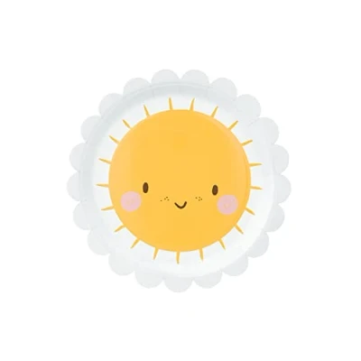 Image of PartyDeco Sun Plates Set of 6 Sunshine Themed Paper Plates, 18 cm, Perfect for Children&#039;s Birthday Parties and Summer Events